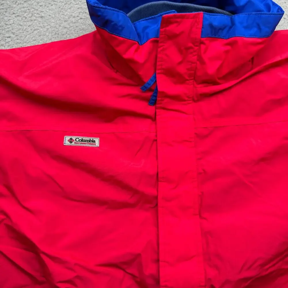 Vintage Columbia Bugaboo Jacket Mens Large Blue Red Black Hooded Nylon Shell